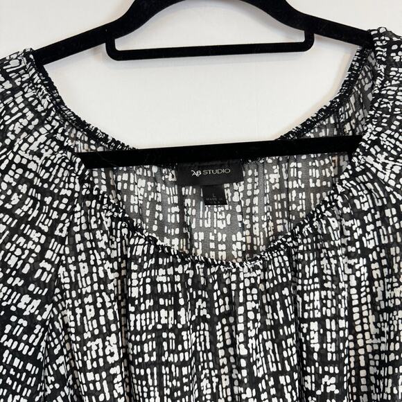AB Studio Women's Black and White Printed Tunic Top L Made in USA, Retro y2k - Picture 8 of 8